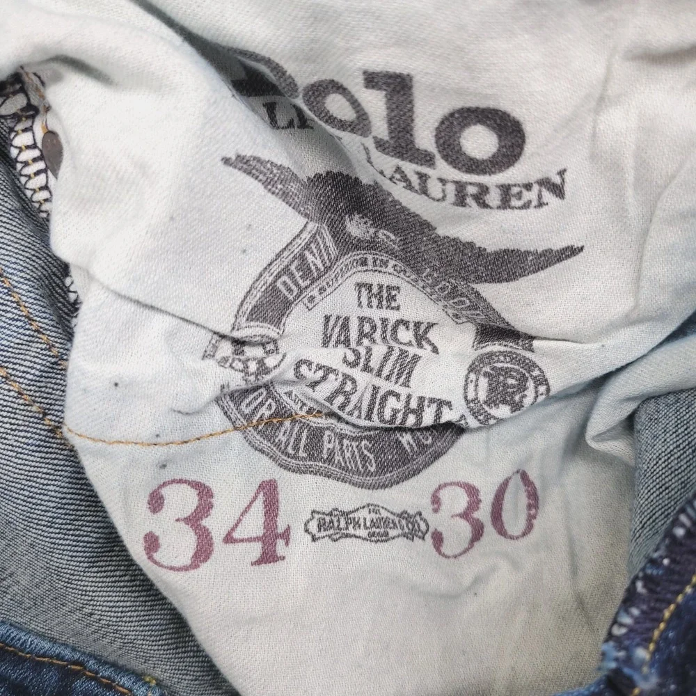 POLO Ralph Lauren Jeans Mens Size 34x30 Varick Slim Straight Medium Wash Denim